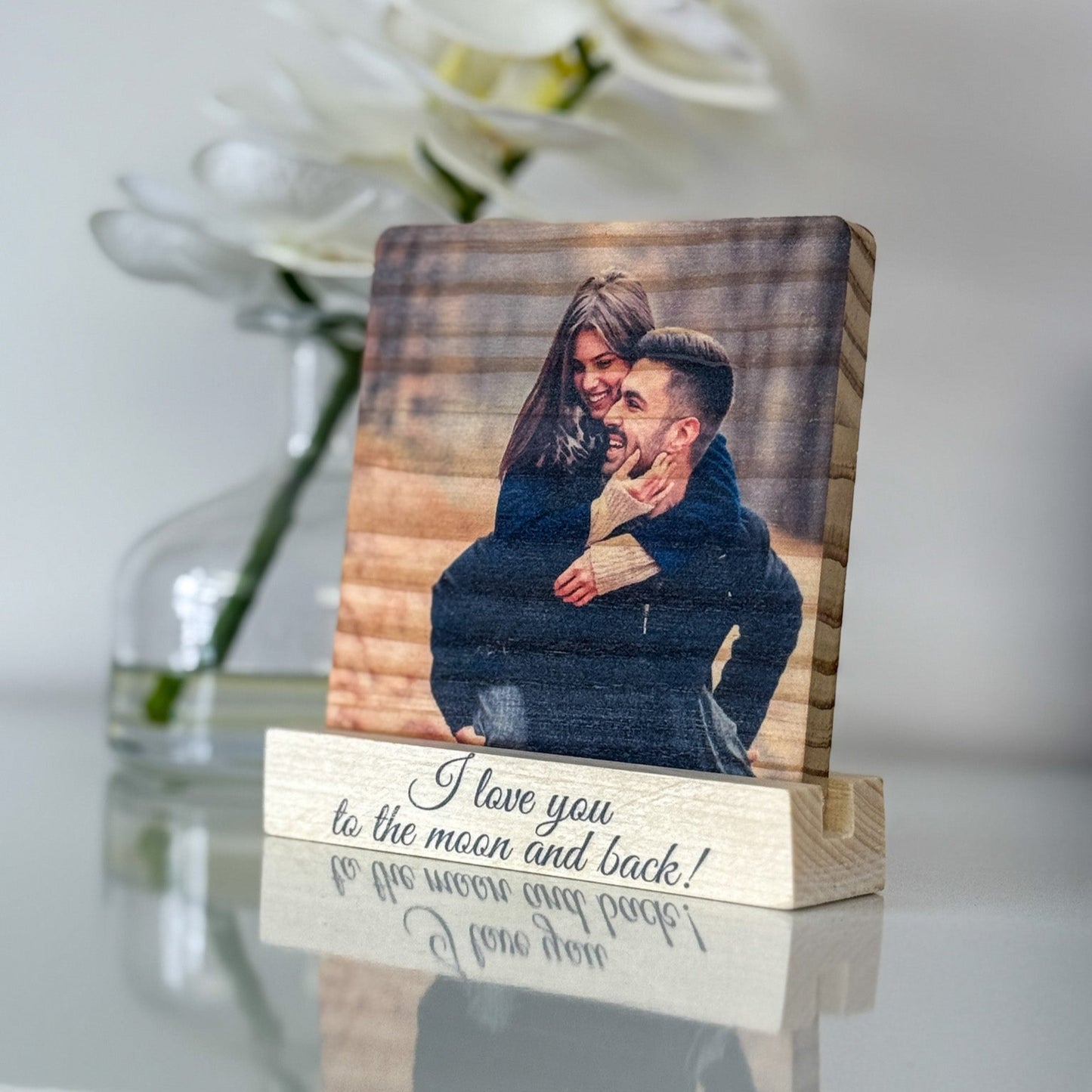 Wood Photo Stand with Your Text