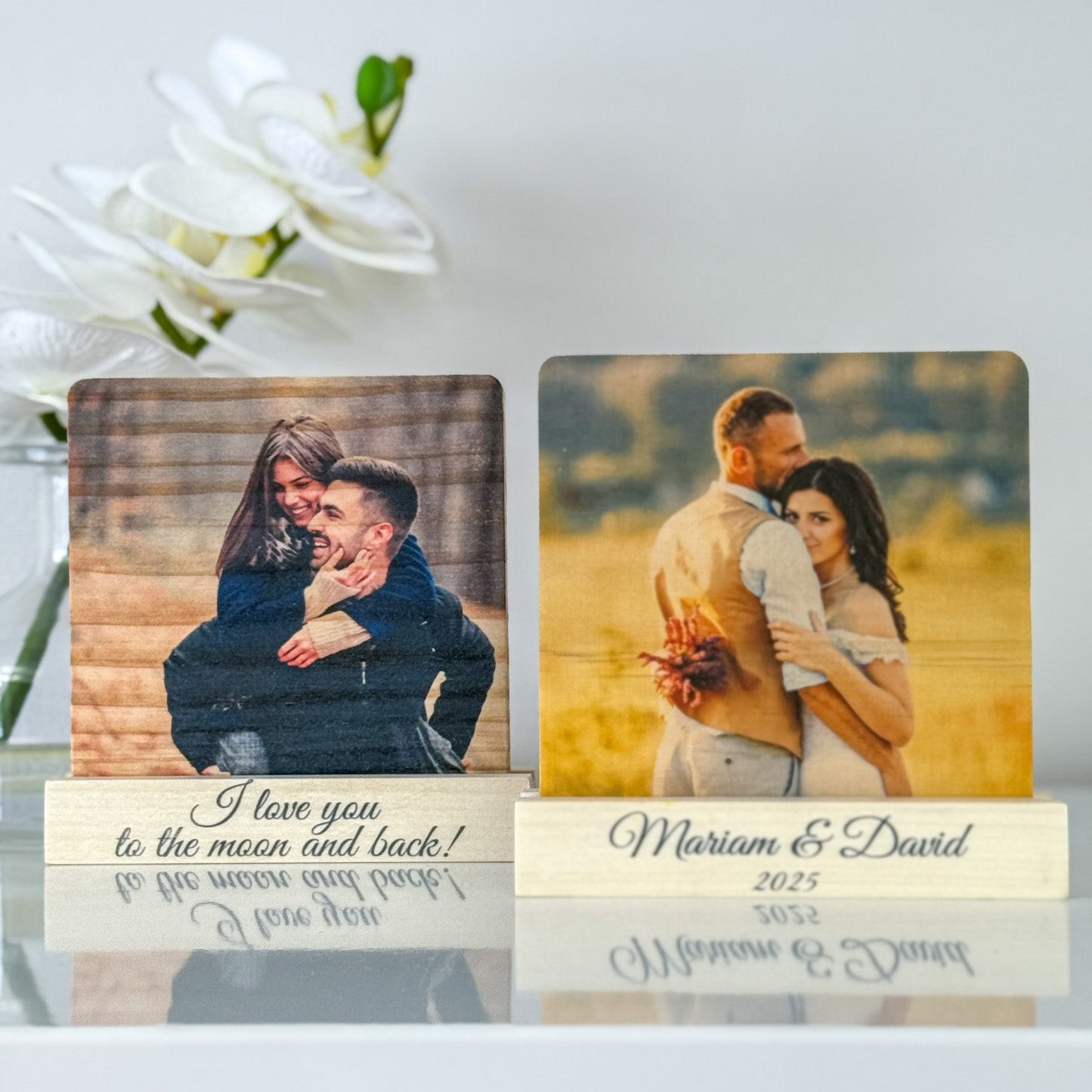 Wood Photo Stand with Your Text