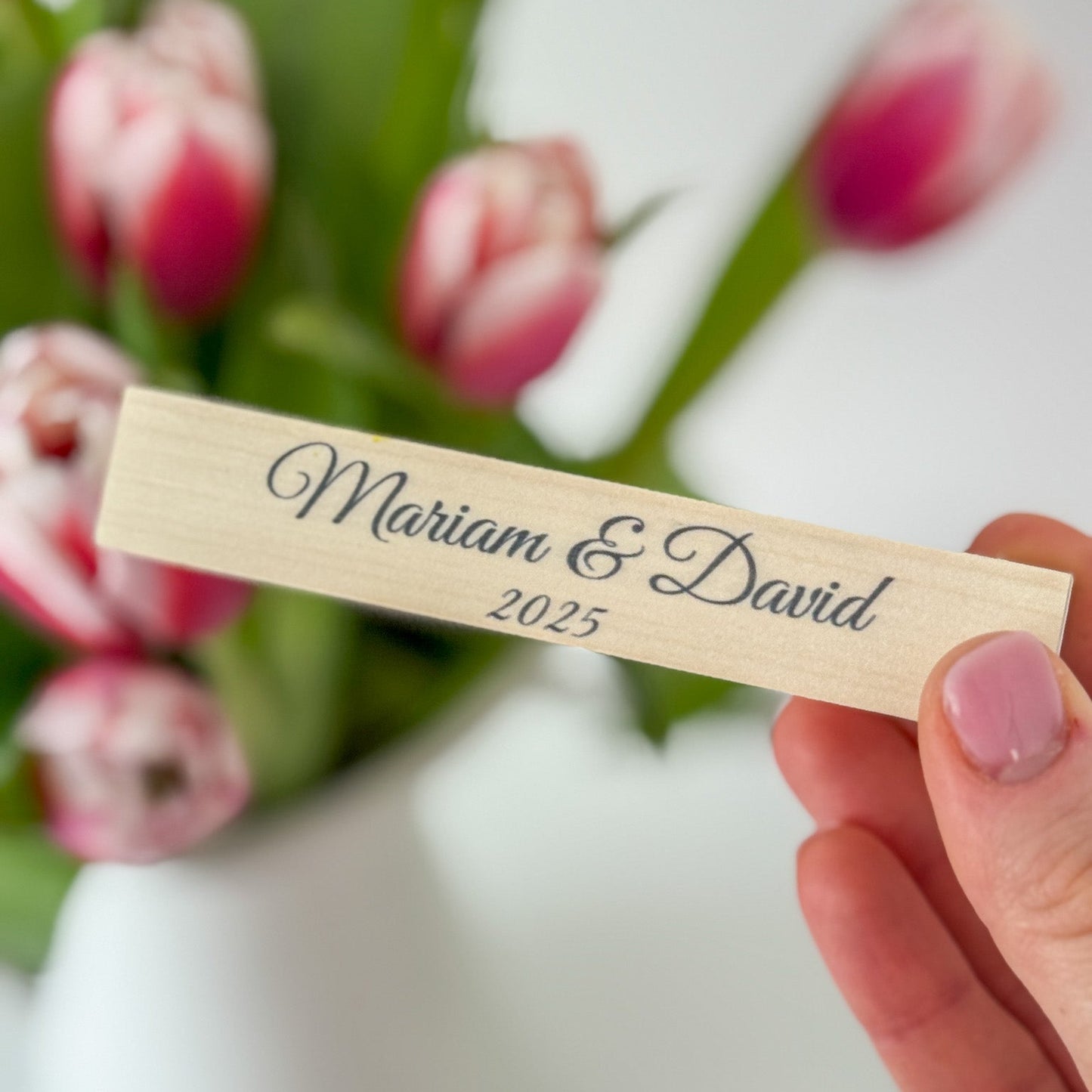 Wood Photo Stand with Your Text