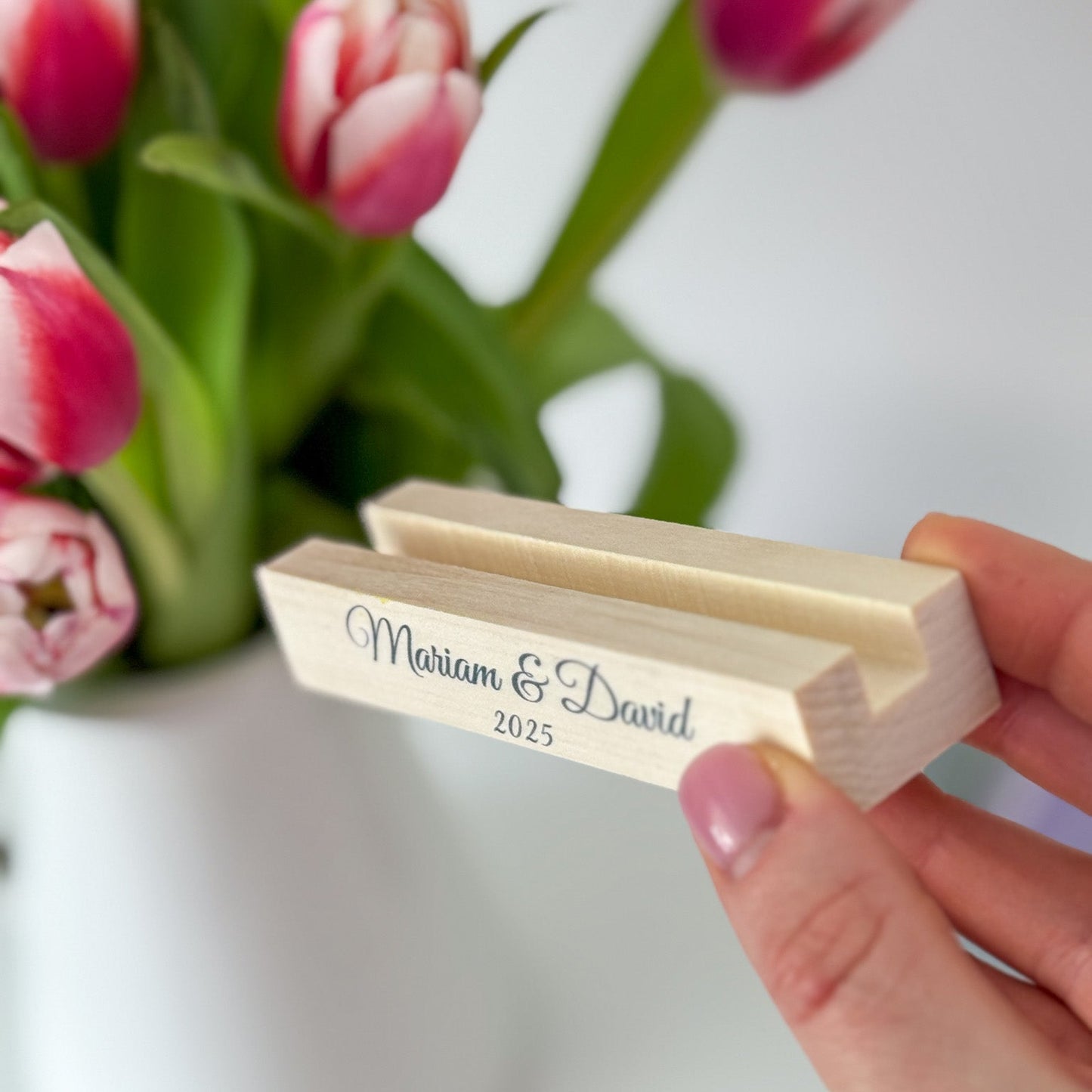 Wood Photo Stand with Your Text