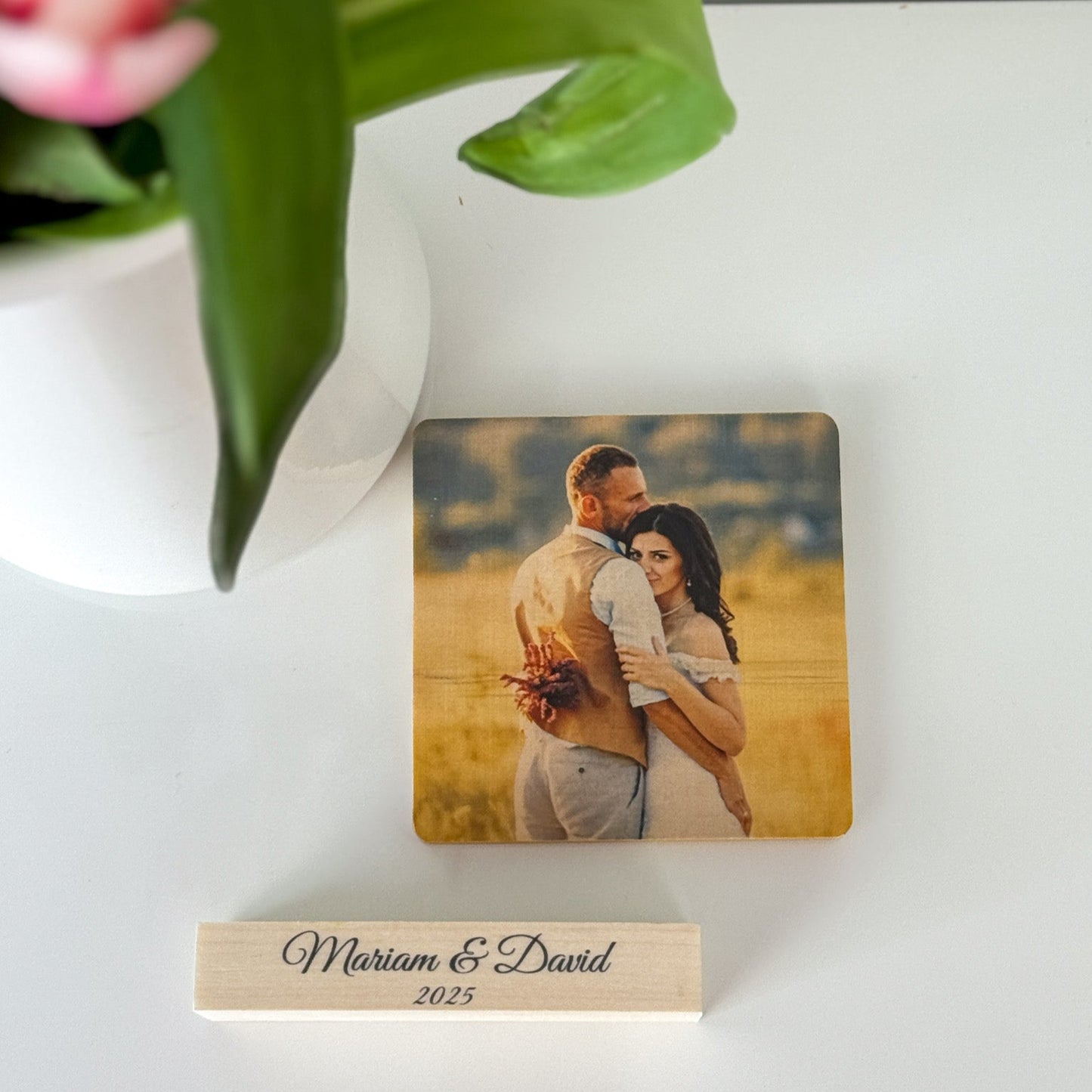 Wood Photo Stand with Your Text