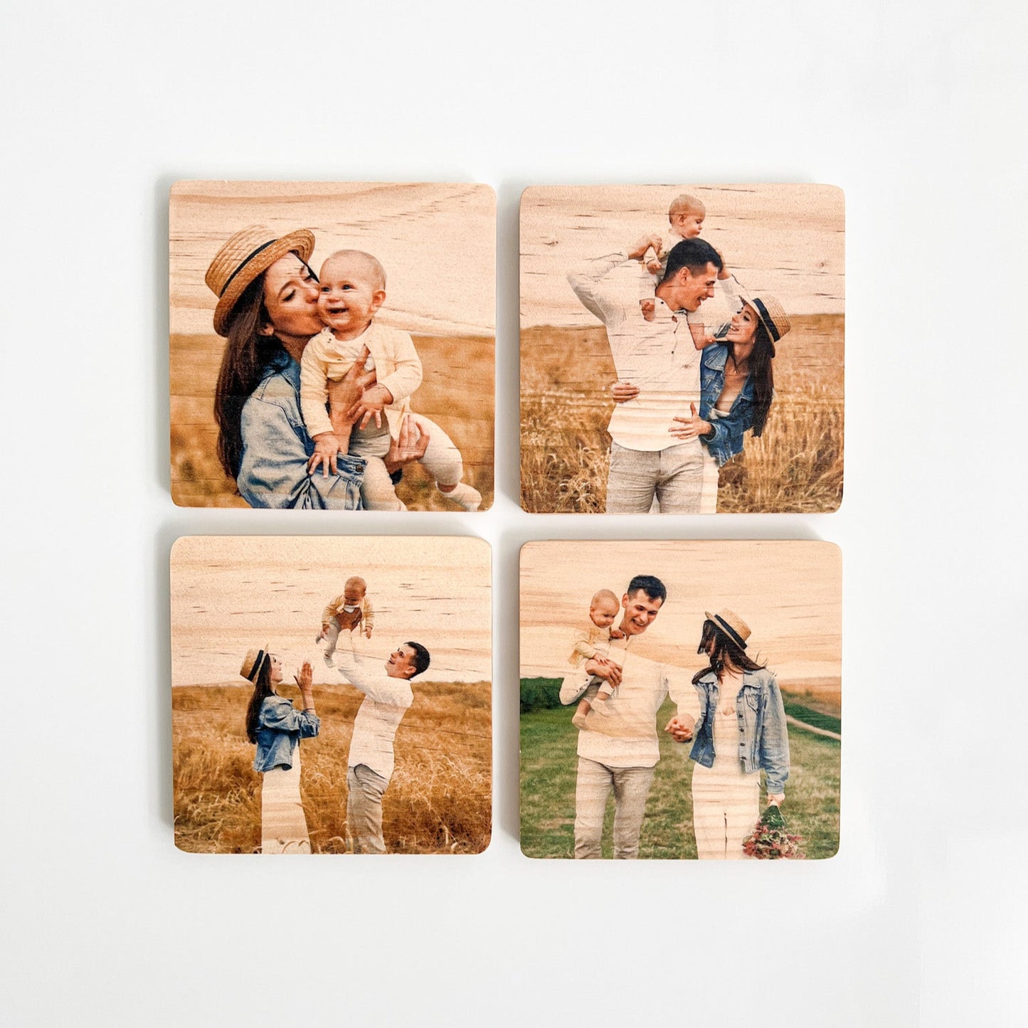 Square Wood Photo Magnets