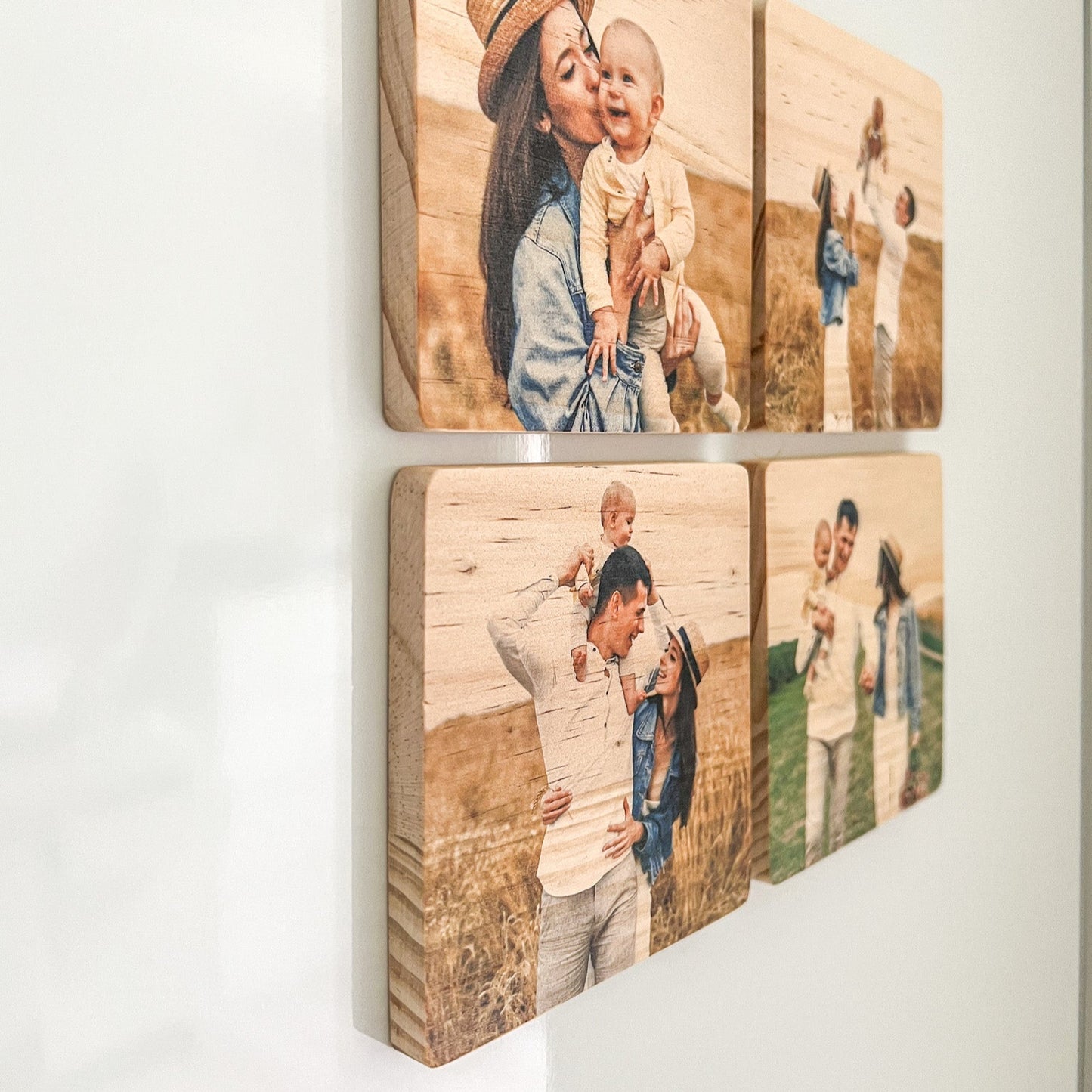 Square Wood Photo Magnets