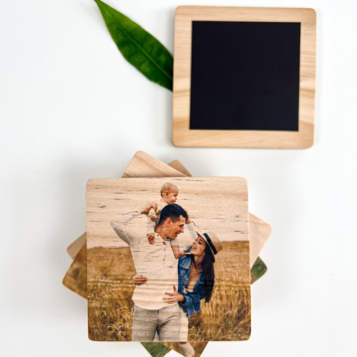 Square Wood Photo Magnets