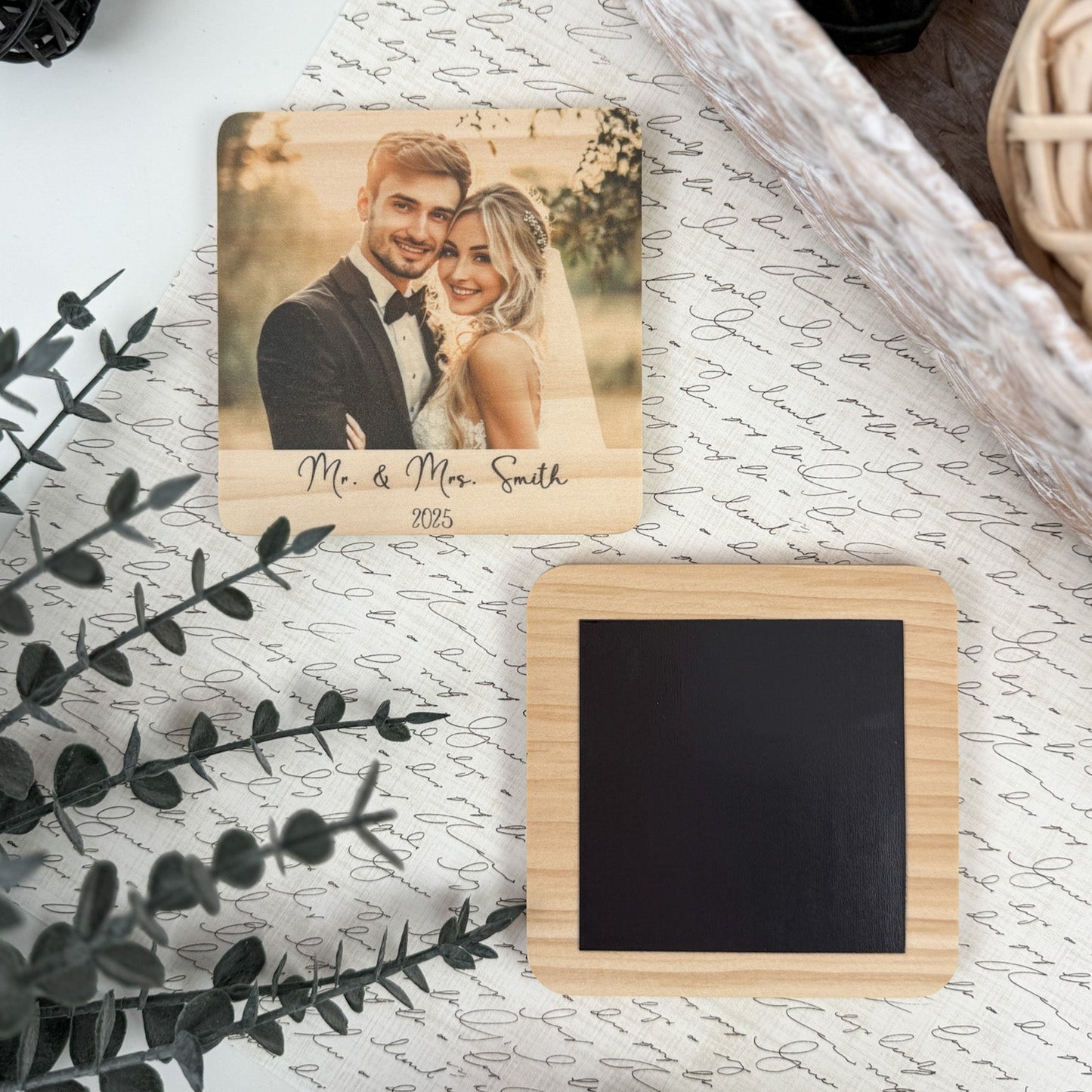 Personalized Wood Photo Magnet with Custom Message