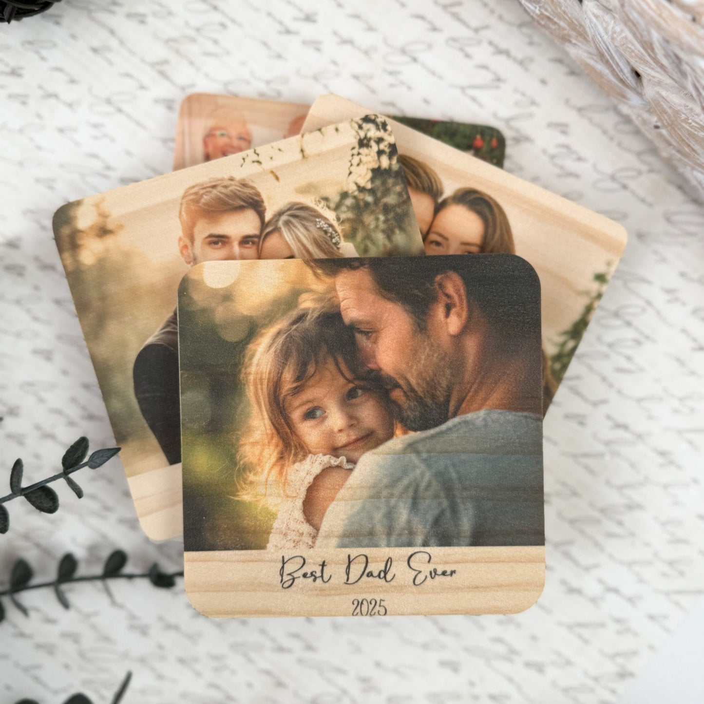 Personalized Wood Photo Magnet with Custom Message