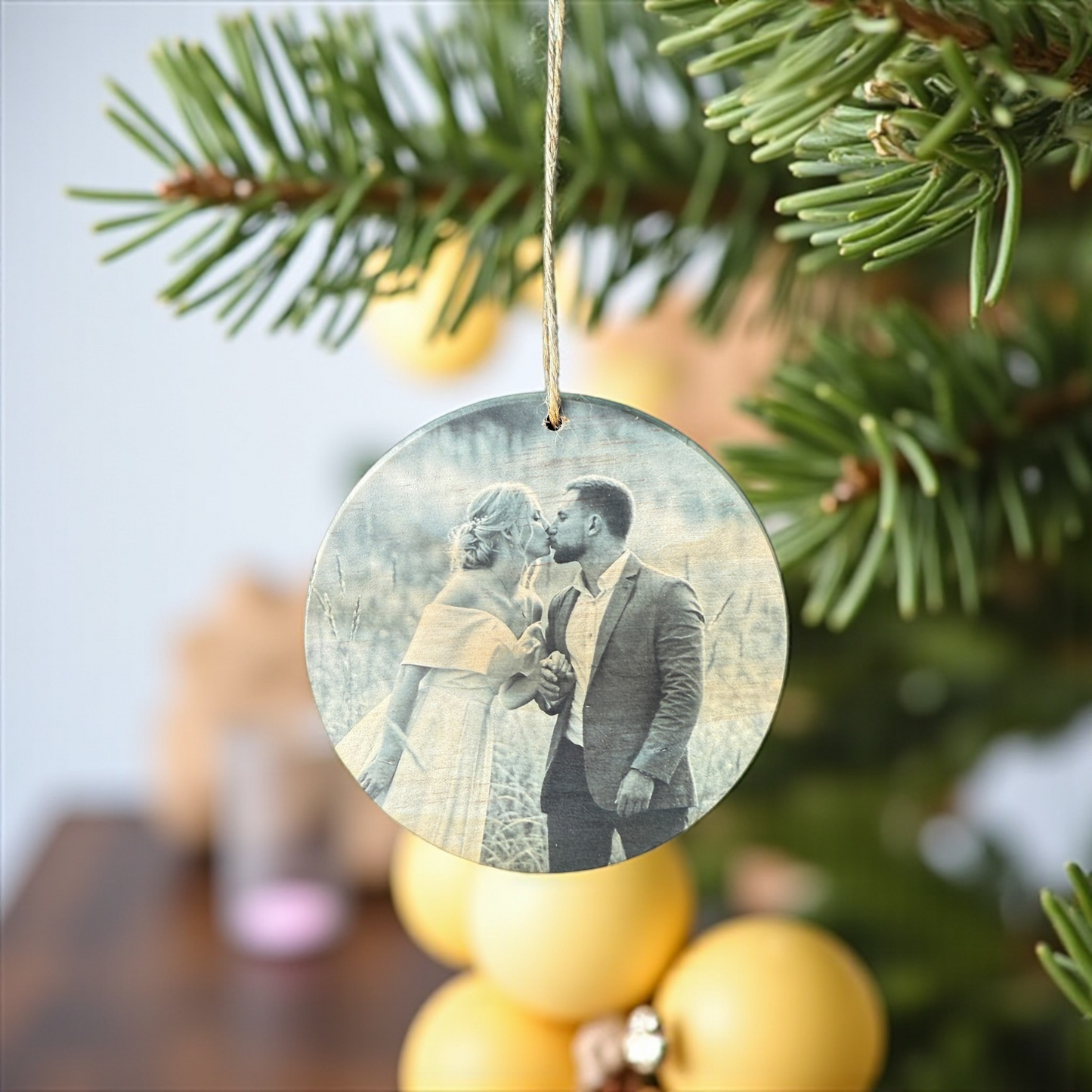 Personalized Christmas Wood Photo Ornament
