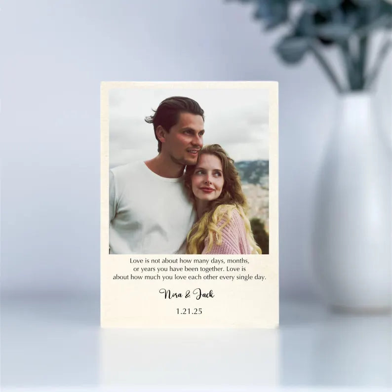Personalized Wood Anniversary Photo Frame – Custom Engraved 5th Anniversary Gift