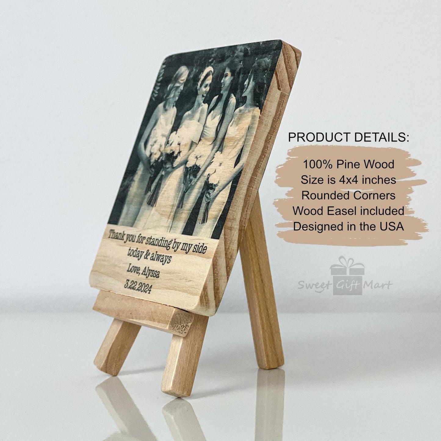 Description of our wooden photo with easel