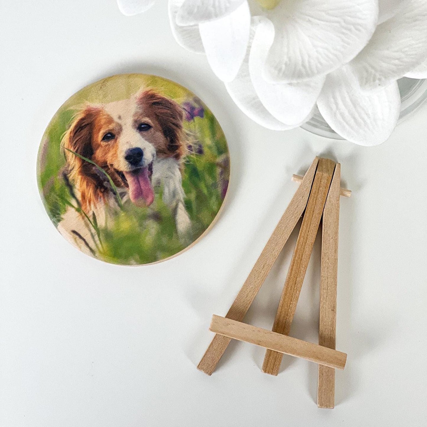 Dog Portrait, Photo on Wood with Easel