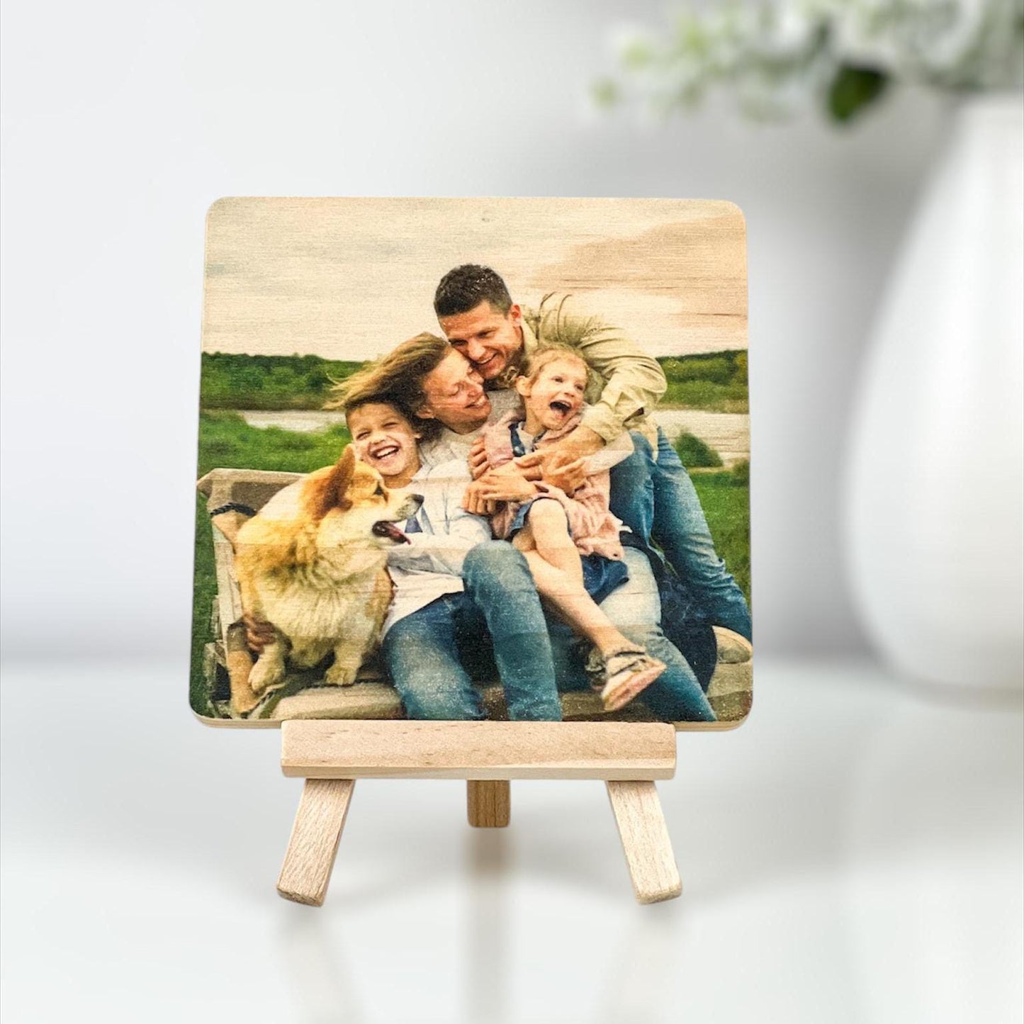 Custom Family Portrait, Print on Wood, Pet Memorial Gift