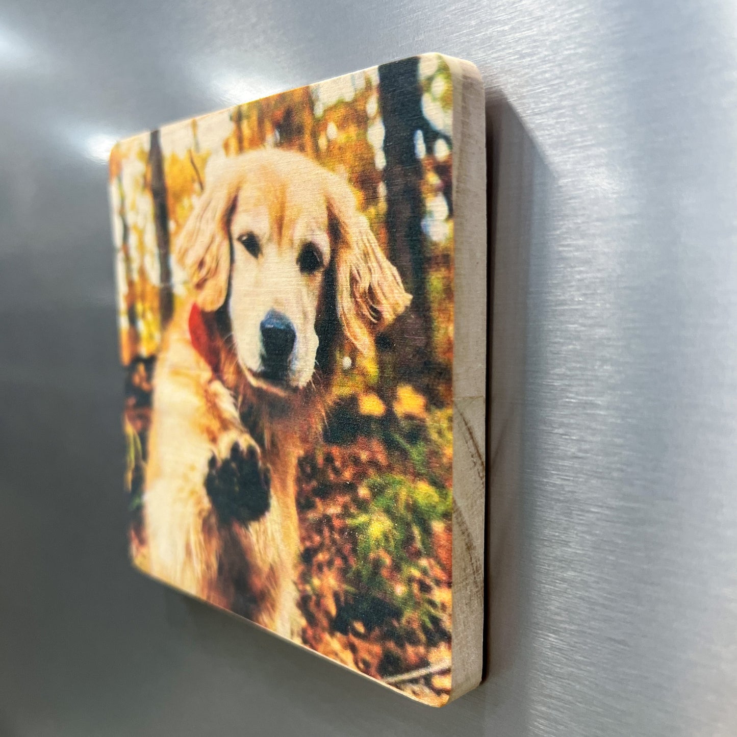 Square Wood Photo Magnets