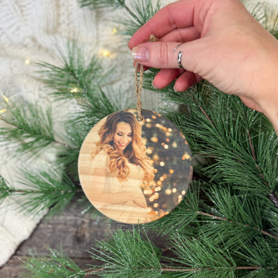Personalized Christmas Wood Photo Ornament