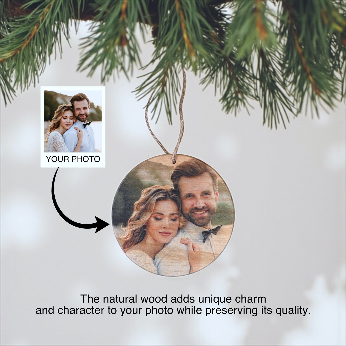 Personalized Christmas Wood Photo Ornament