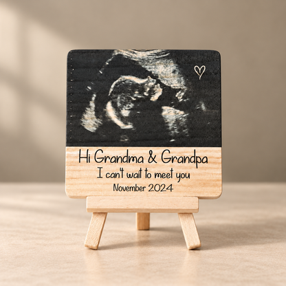 Pregnancy Announcement to Grandparents – Personalized Ultrasound Wood Plaque