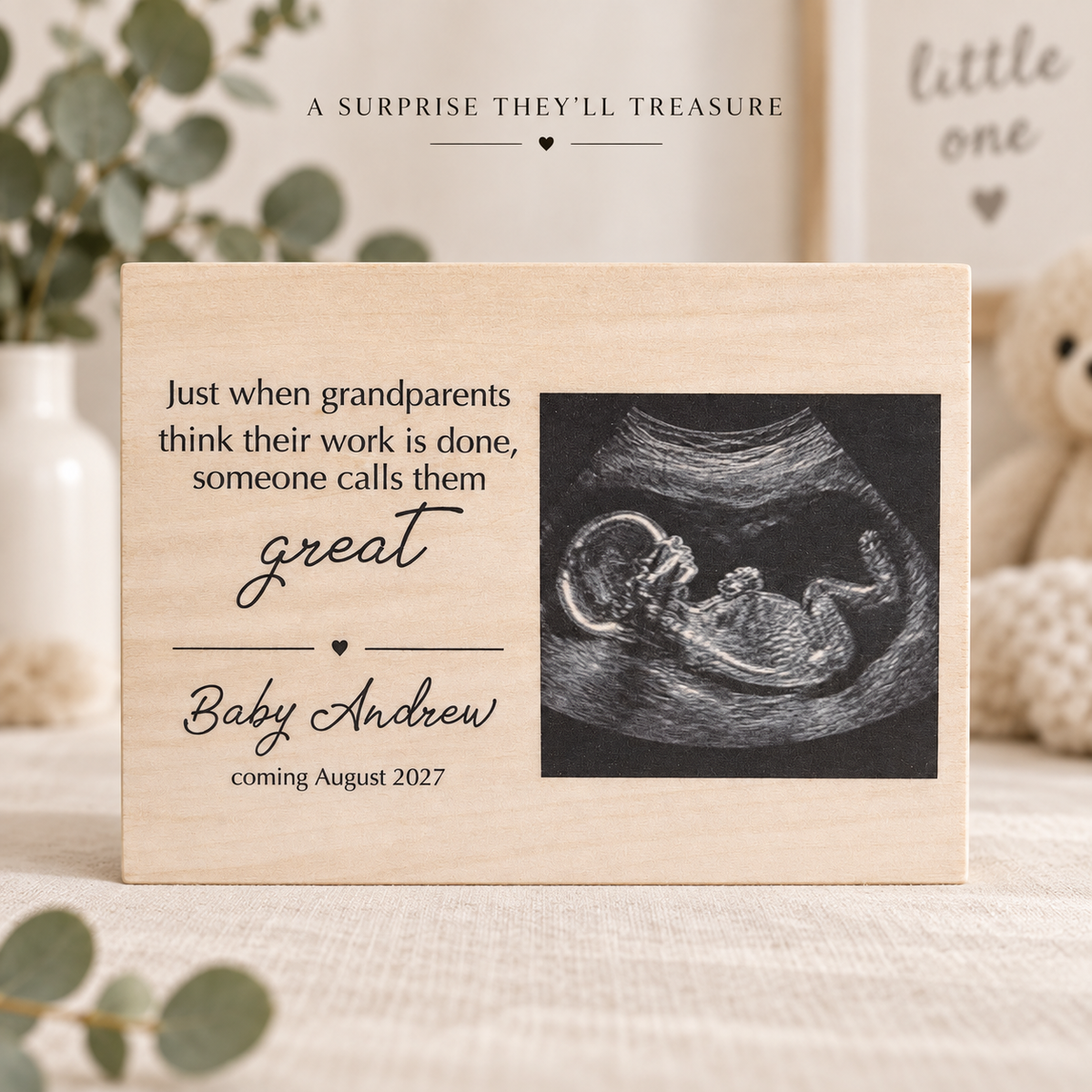 Great Grandma Pregnancy Announcement – Personalized Ultrasound Wood Frame