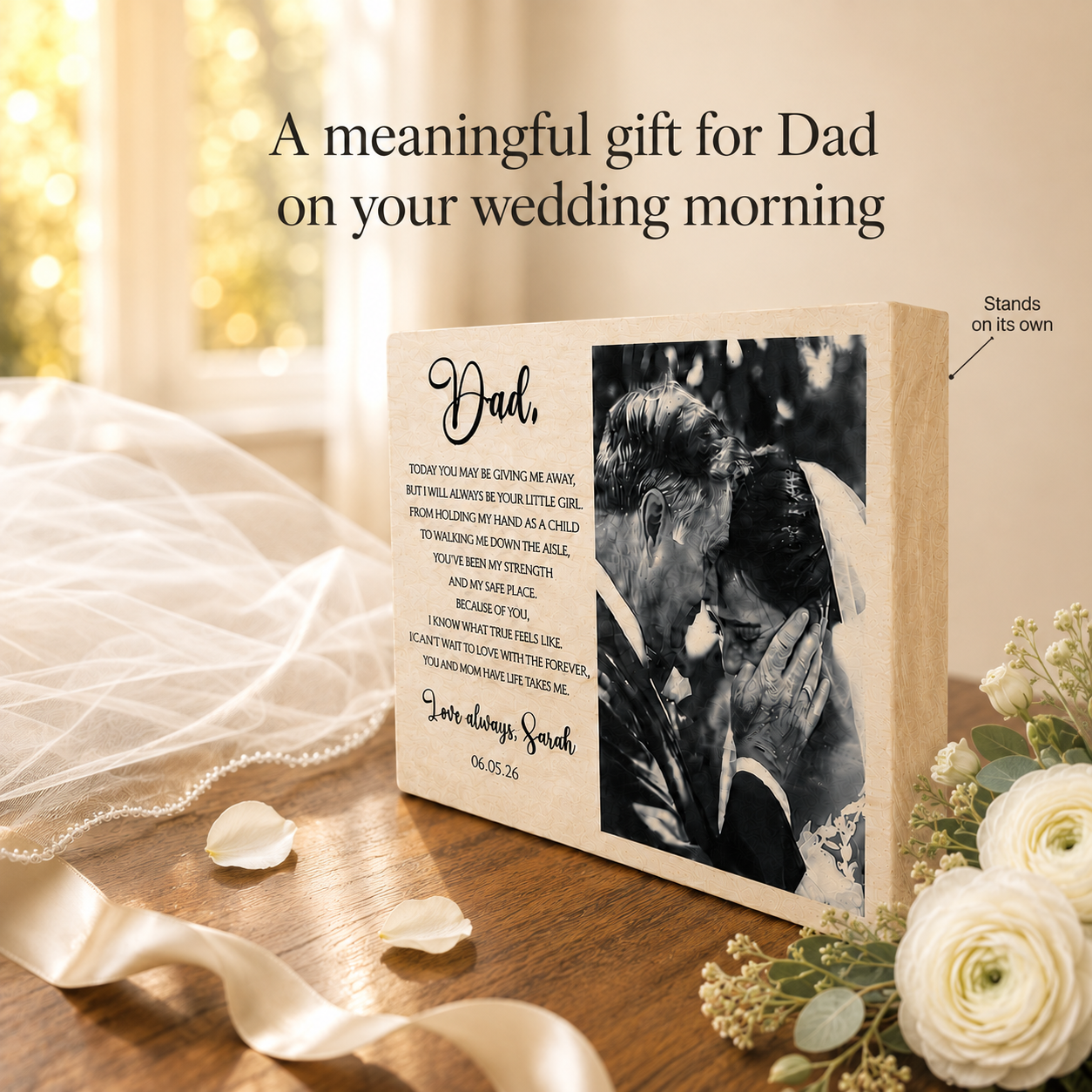 Personalized Wood Photo Frame for Dad – Father of the Bride Wedding Gift