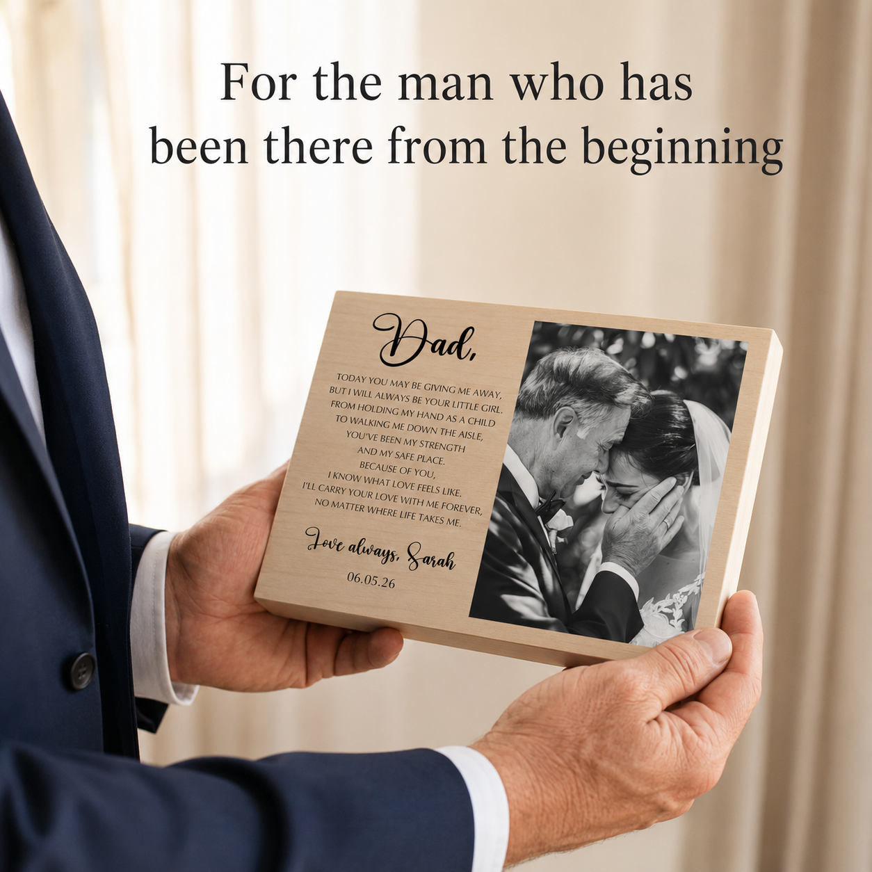 Personalized Wood Photo Frame for Dad – Father of the Bride Wedding Gift