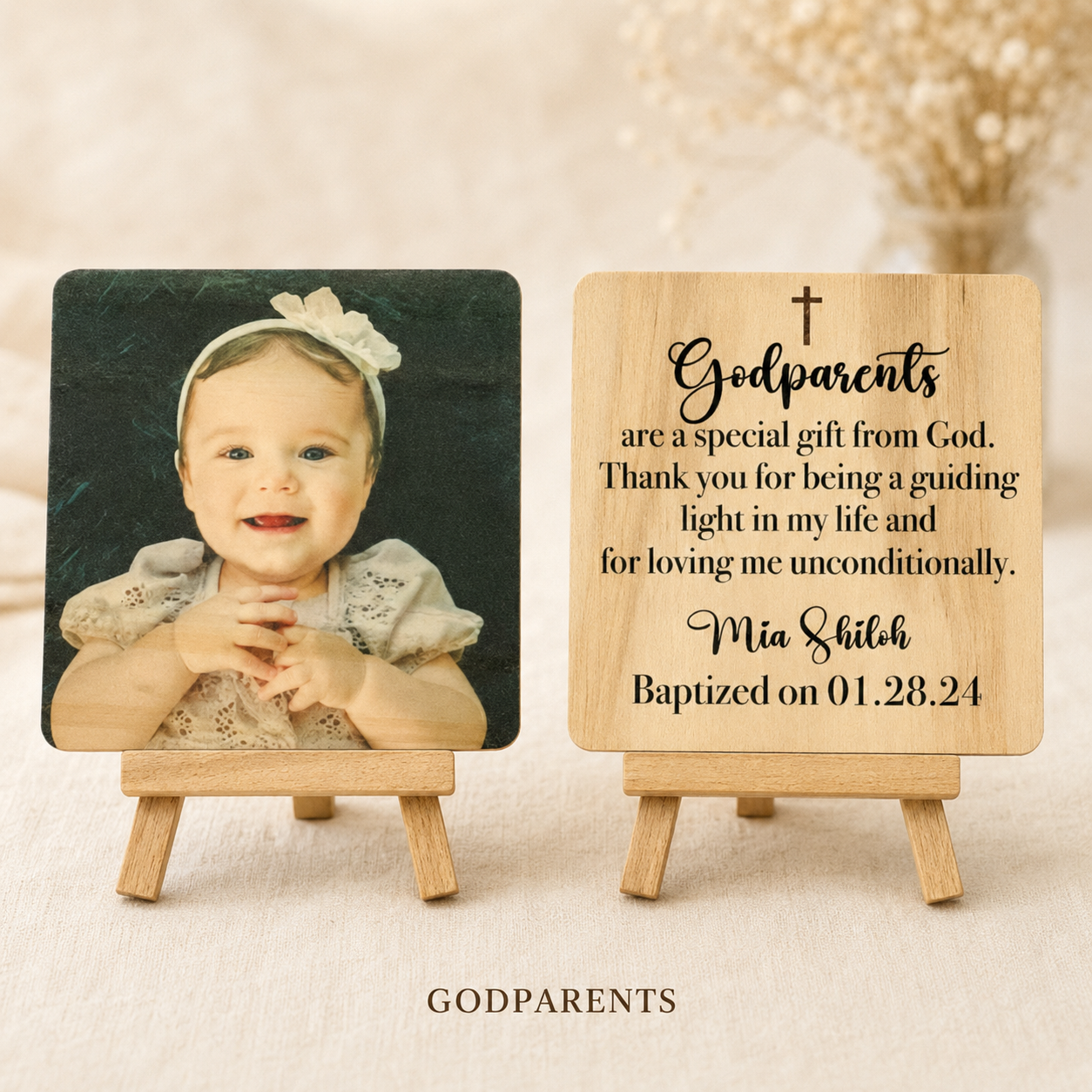 Godparent Baptism Photo Plaque