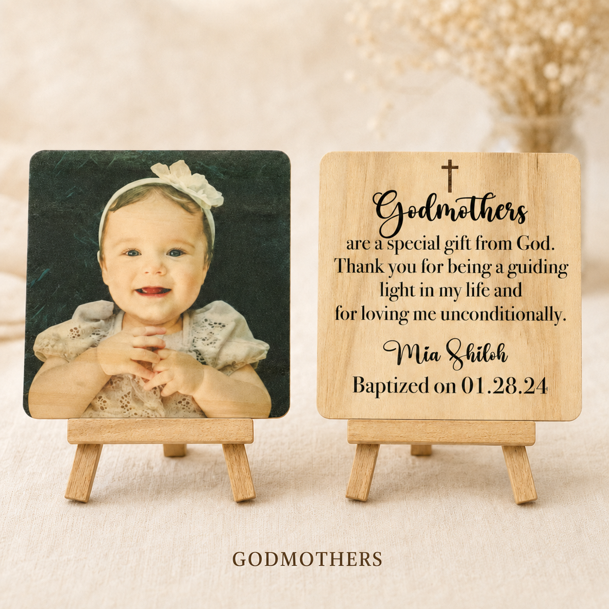 Godparent Baptism Photo Plaque