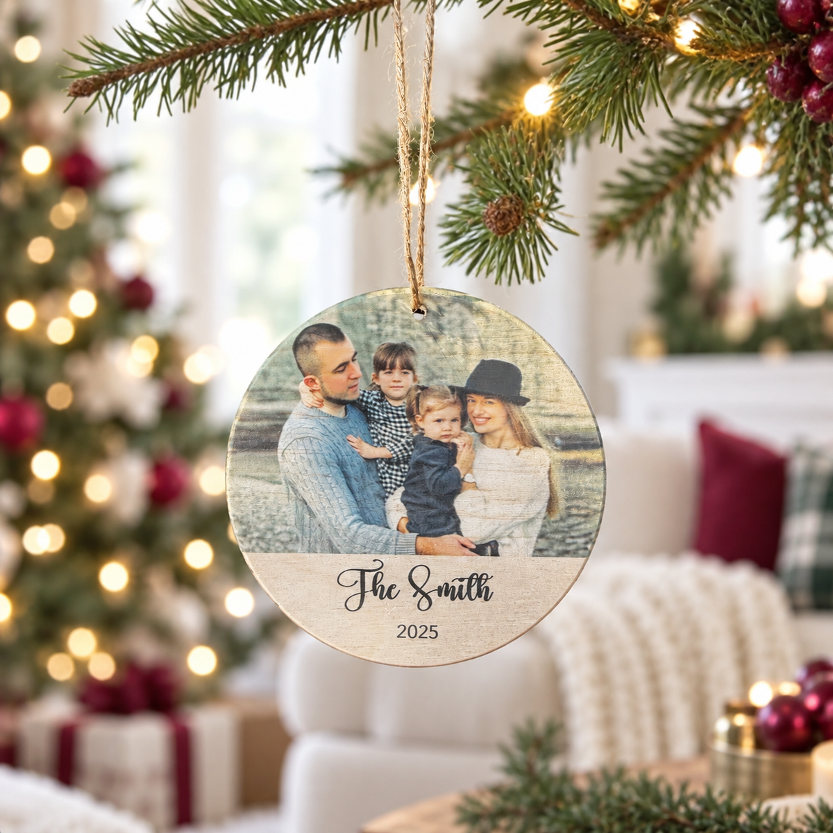 Personalized Family Photo Christmas Ornament – Wood Keepsake