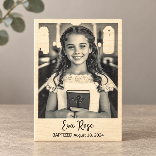 Personalized Baptism Gift for Child – Custom Wood Photo Frame