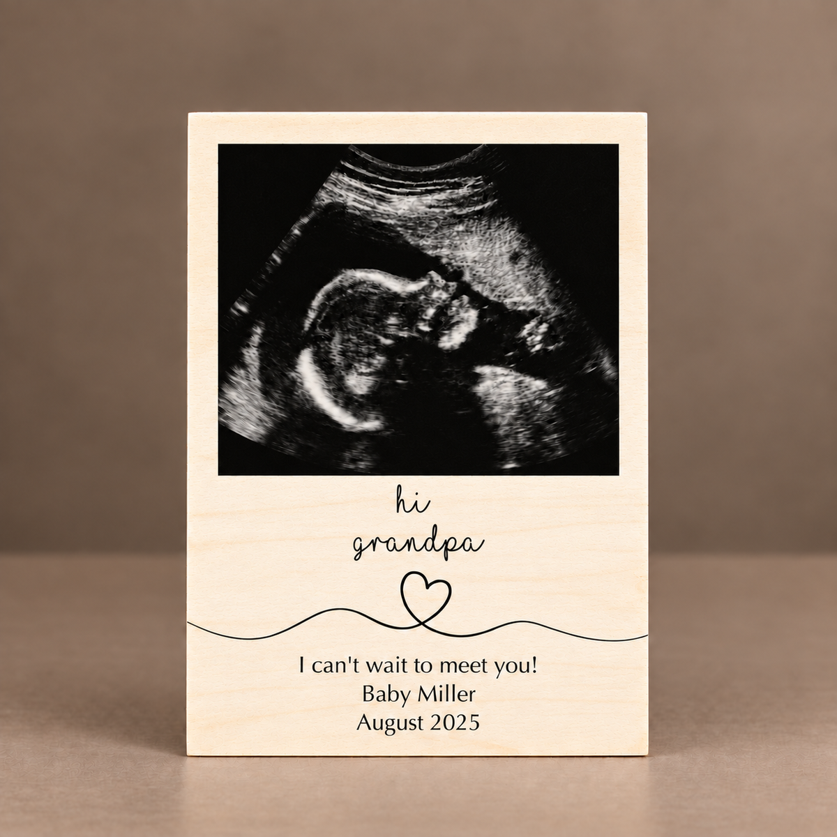 Pregnancy Announcement for Grandparents – Personalized Ultrasound Wood Frame