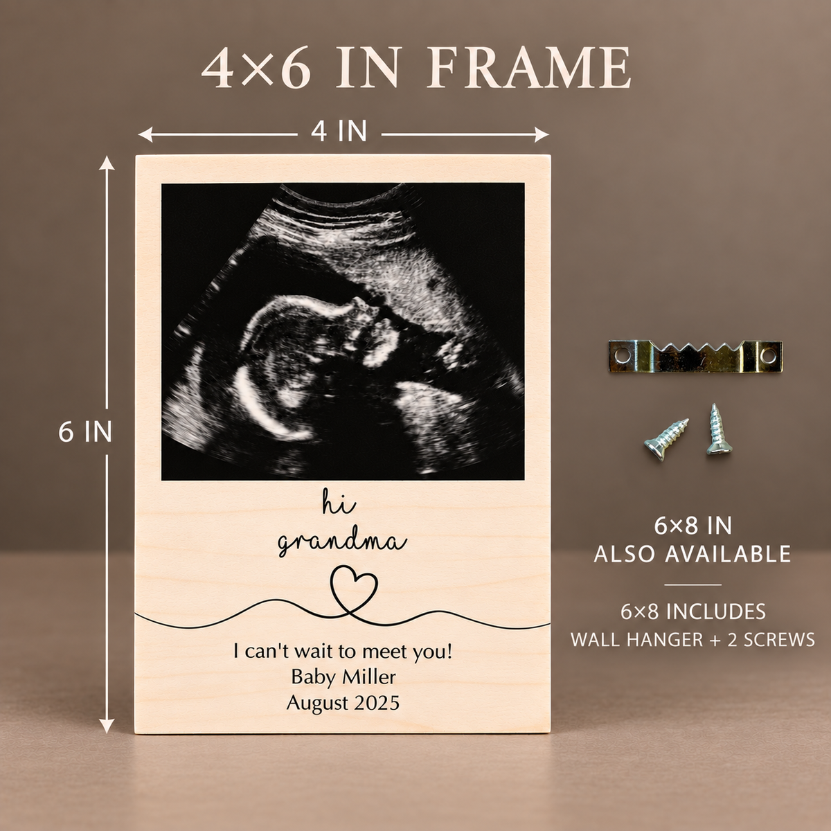 Pregnancy Announcement for Grandparents – Personalized Ultrasound Wood Frame