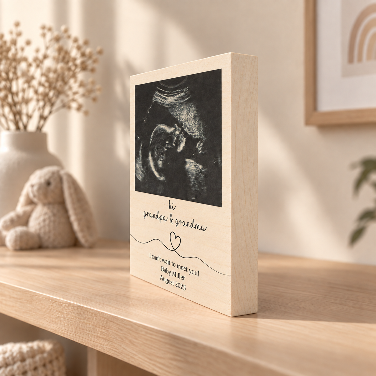 Pregnancy Announcement for Grandparents – Personalized Ultrasound Wood Frame