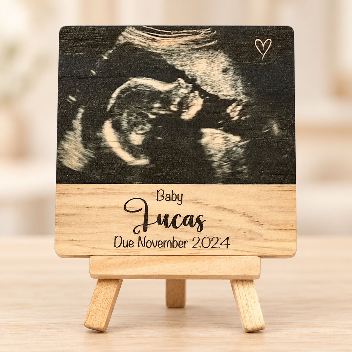 Personalized Ultrasound Wood Plaque – Baby Name & Due Date Keepsake