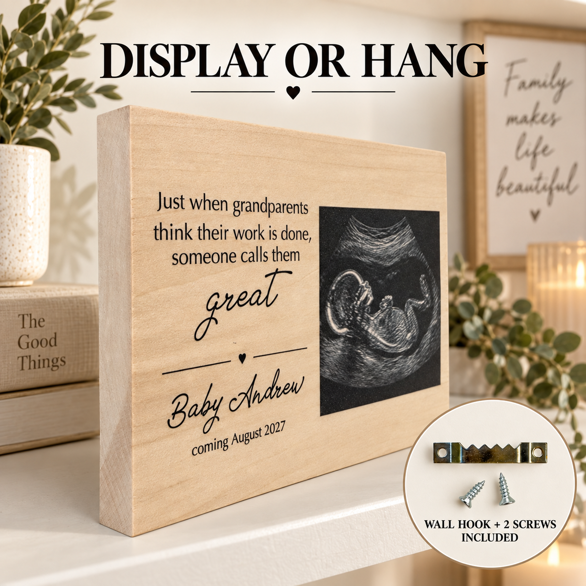 Great Grandma Pregnancy Announcement – Personalized Ultrasound Wood Frame