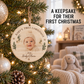Baby’s First Christmas Ornament – Personalized Wood Photo Keepsake
