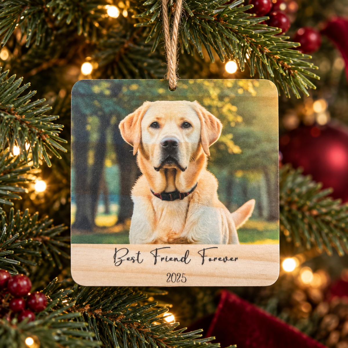 Pet Photo Christmas Ornament – Personalized Wood Keepsake