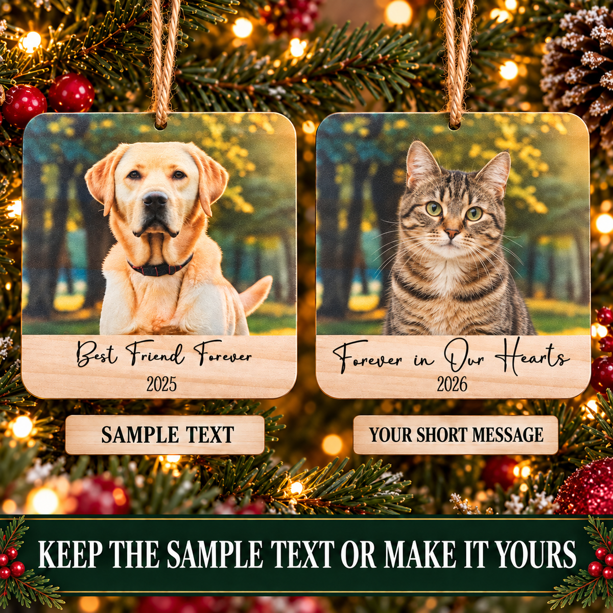 Pet Photo Christmas Ornament – Personalized Wood Keepsake