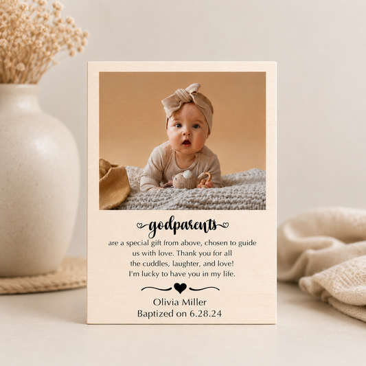 Godparents Thank You Gift – Personalized Wood Photo Frame