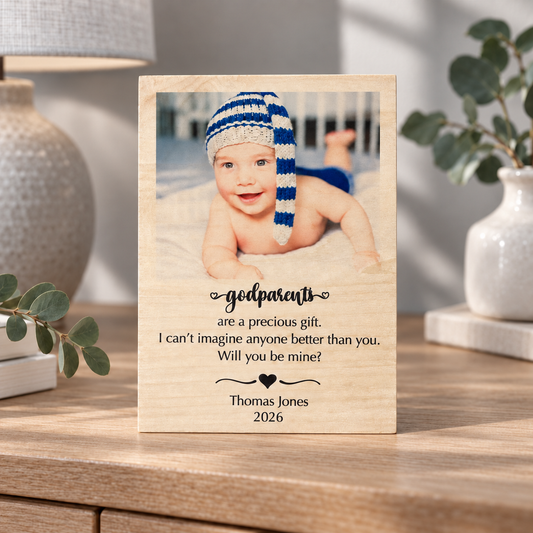 Godparents Proposal Gift – Personalized Wood Photo Frame
