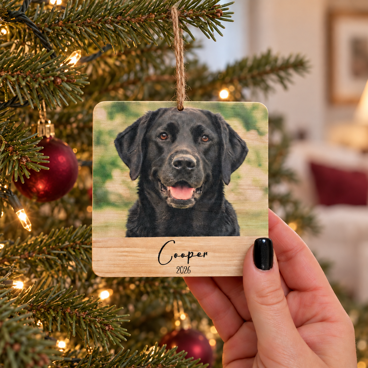 Pet Photo Christmas Ornament – Personalized Wood Keepsake