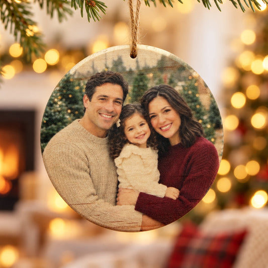Personalized Wood Photo Ornament – Custom Christmas Keepsake, 4''