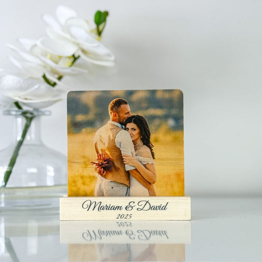 Wood Photo Stand with Your Text