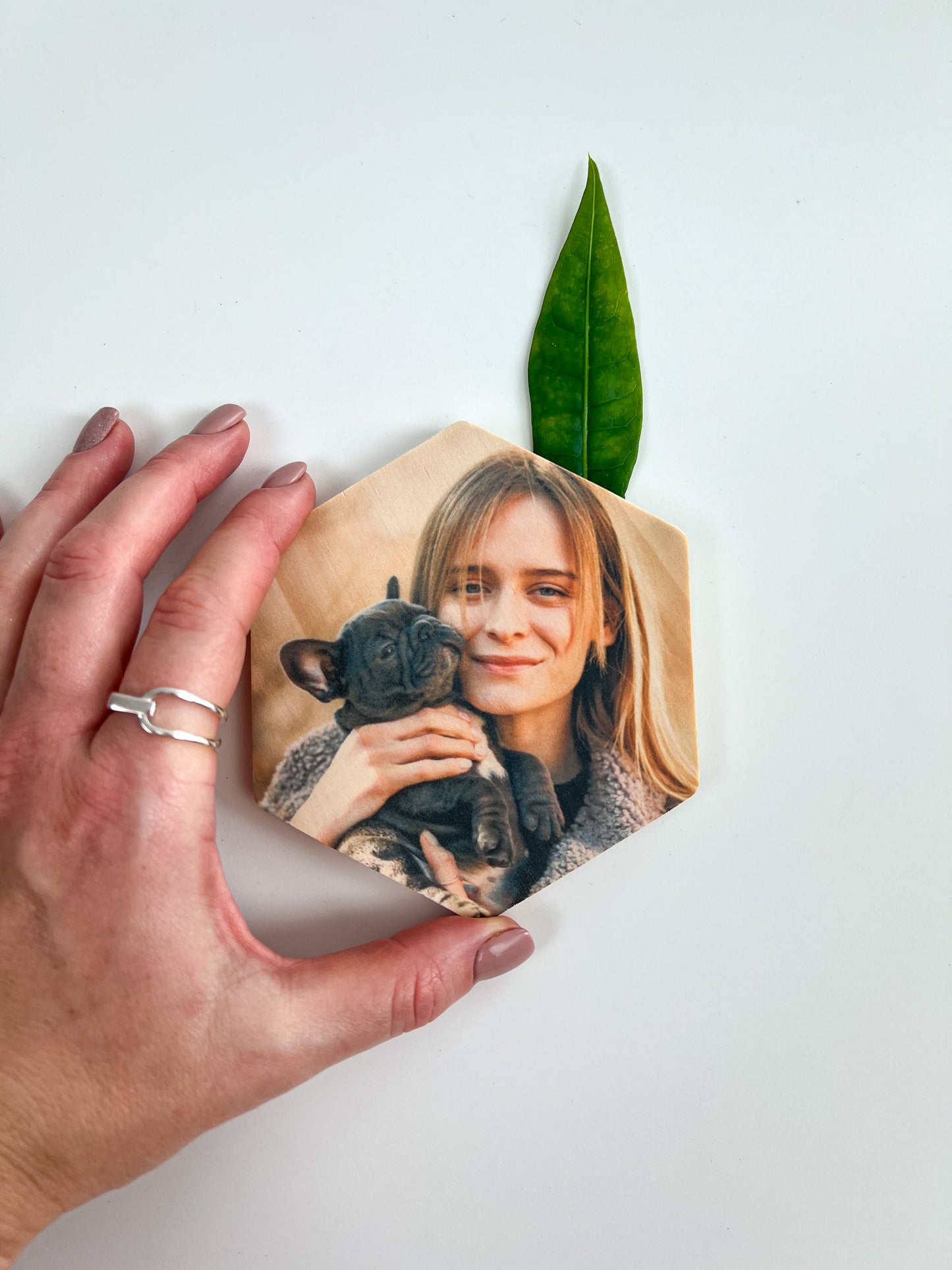 Hexagon Wood Photo Magnets