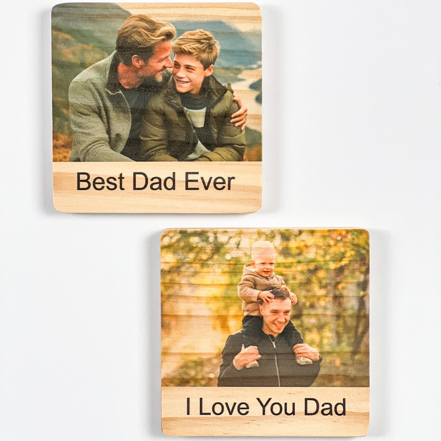 Wood Photo Magnet with Text