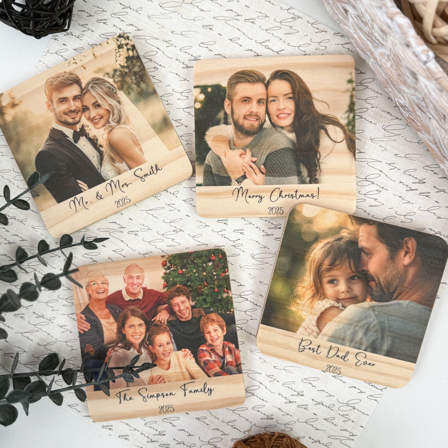 Personalized Wood Photo Magnet with Custom Message