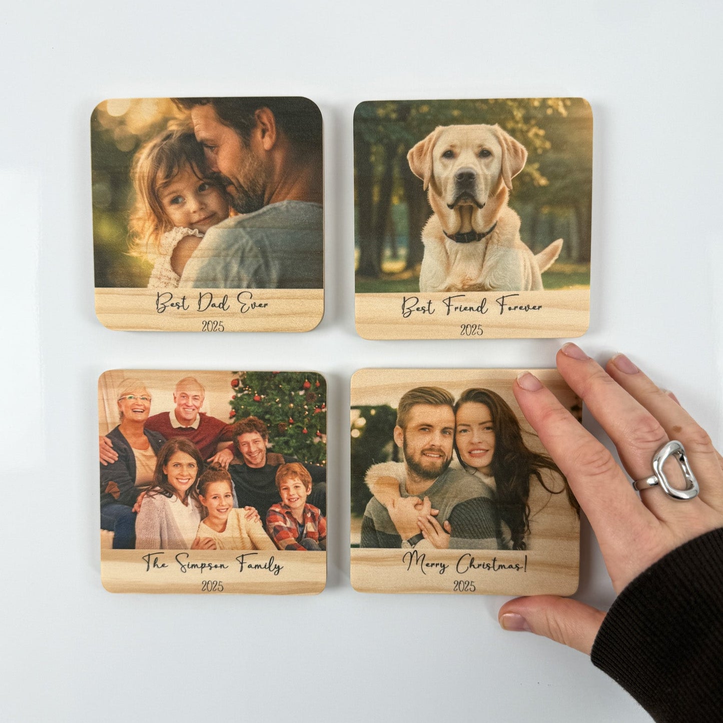 Personalized Wood Photo Magnet with Custom Message