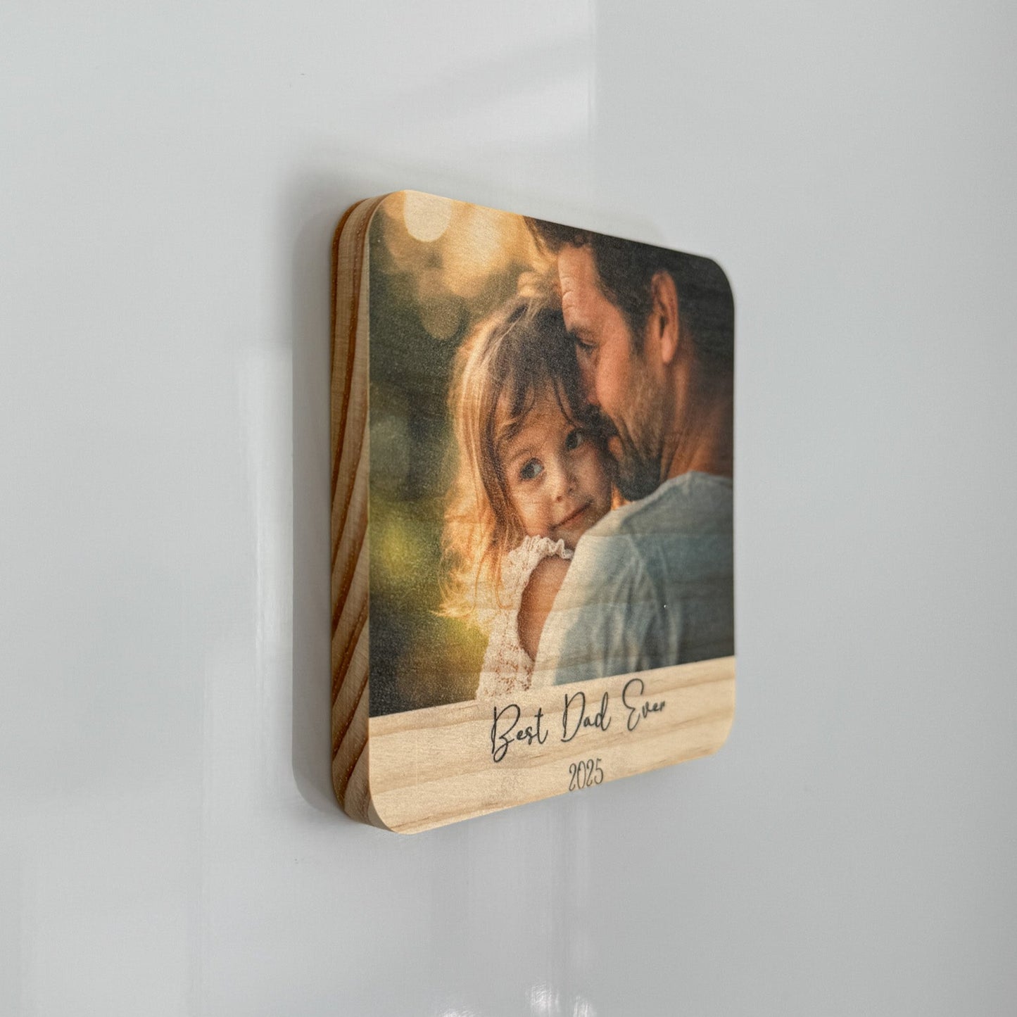 Personalized Wood Photo Magnet with Custom Message