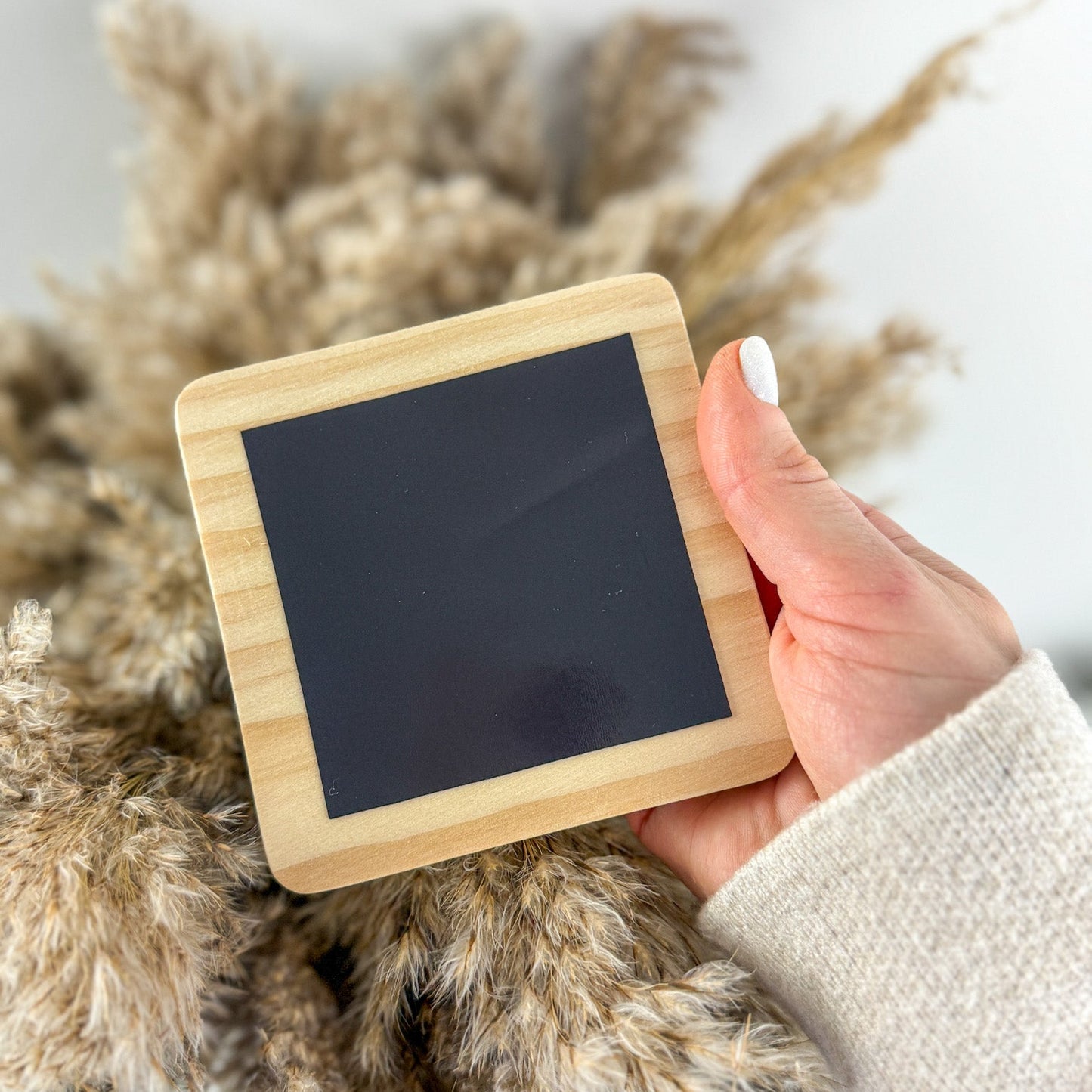 Wood Photo Magnet with Text