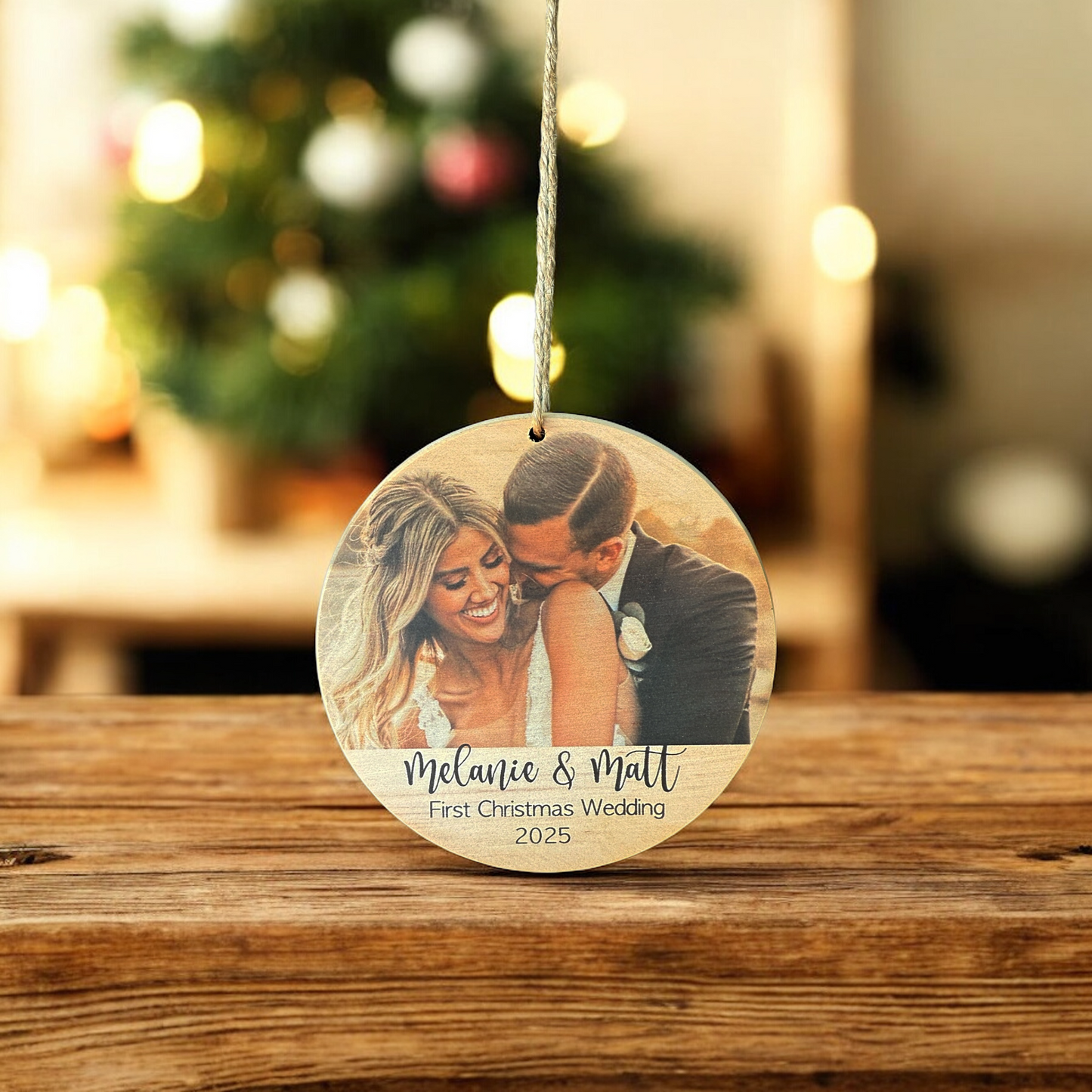 First Christmas Wedding Photo Ornament – Personalized Newlywed Keepsake