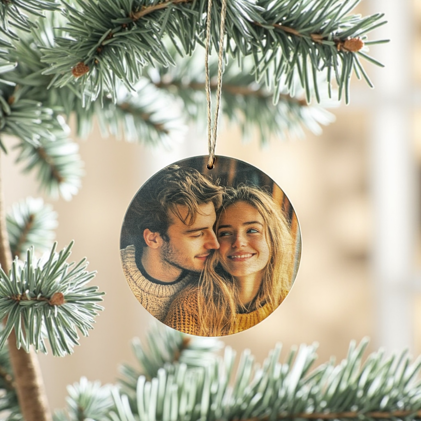 Personalized Christmas Wood Photo Ornament