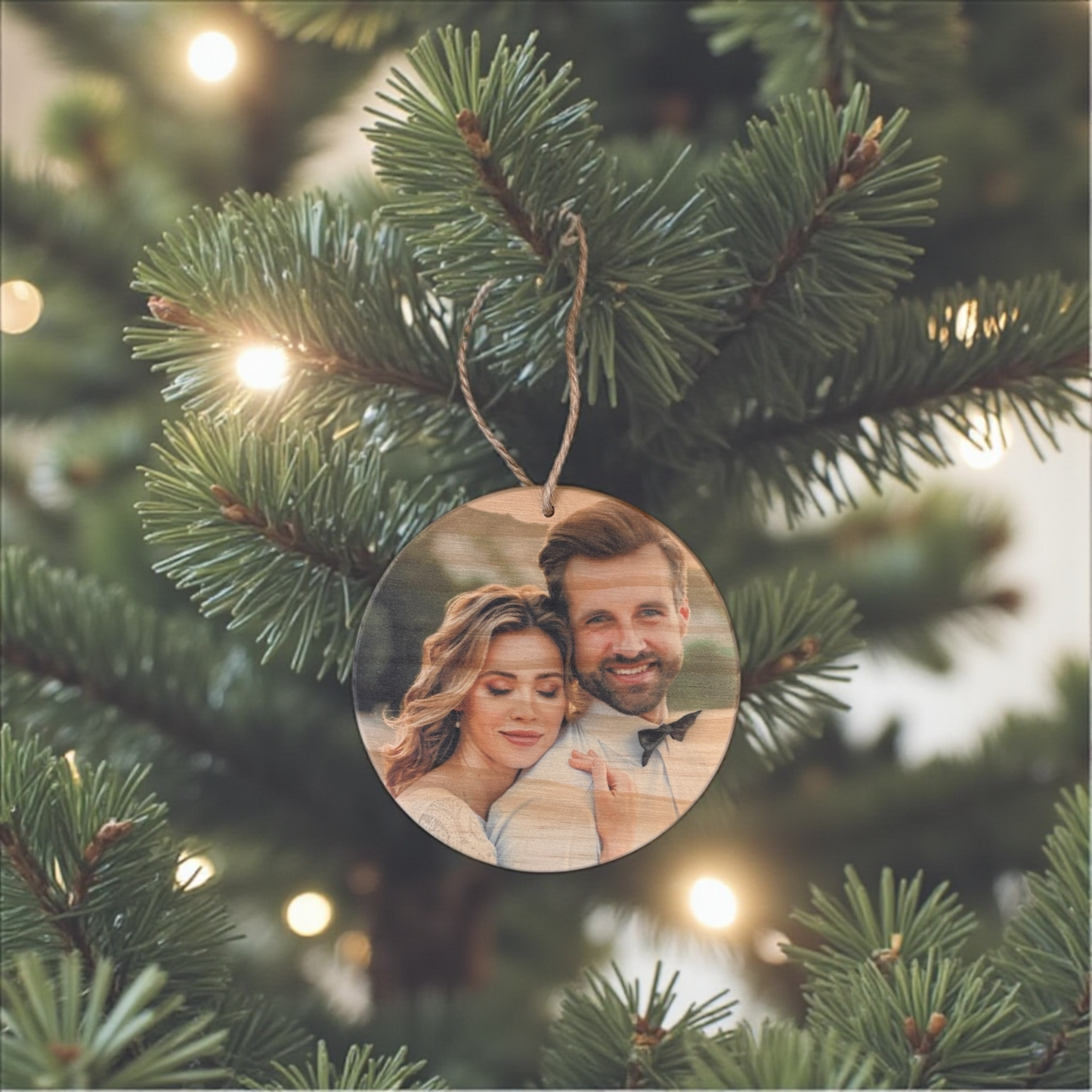 Personalized Christmas Wood Photo Ornament