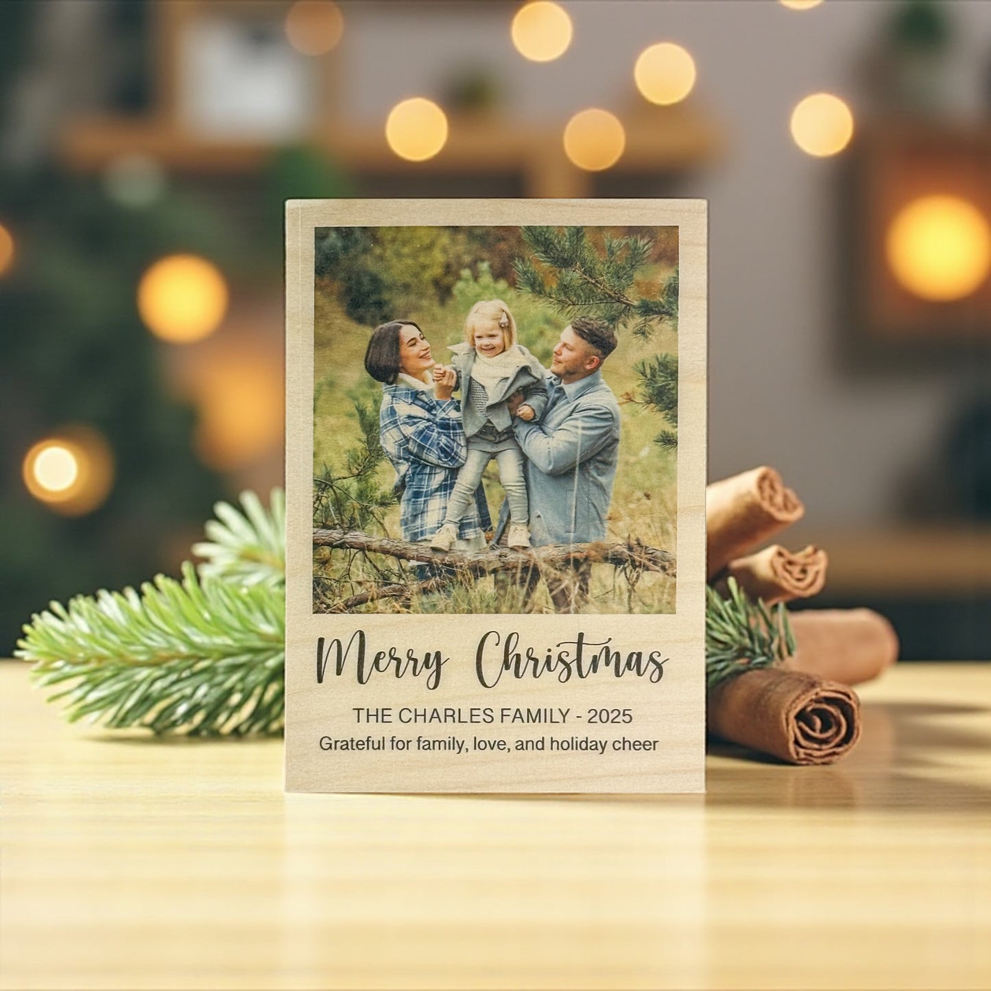 Personalized Merry Christmas Wood Photo Frame Gift
