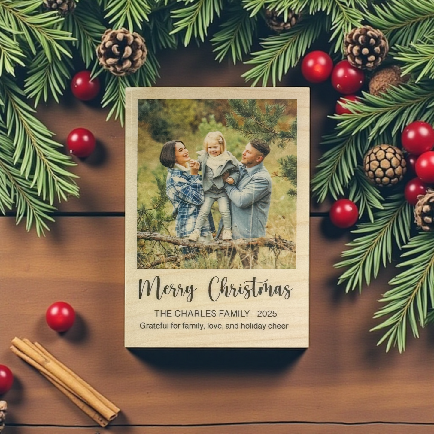 Personalized Merry Christmas Wood Photo Frame Gift